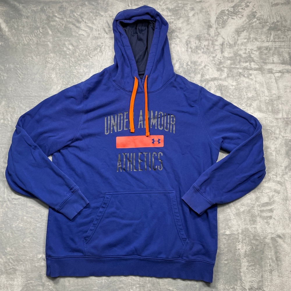 Under Armour Hoodie Mens XL Blue ColdGear Storm Athletics Graphic Pullover